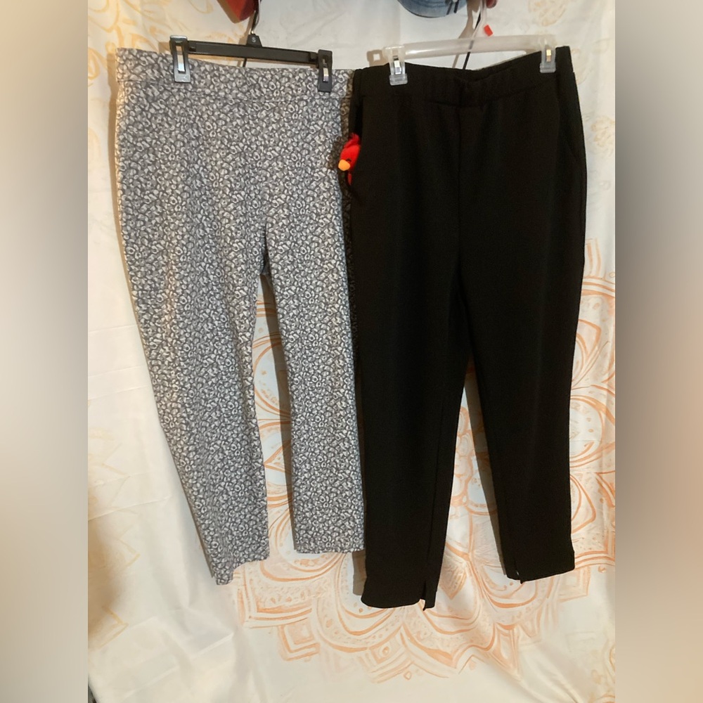 Bundle of Time and Tru Gray Leopard Print Pants w/ Black Trousers